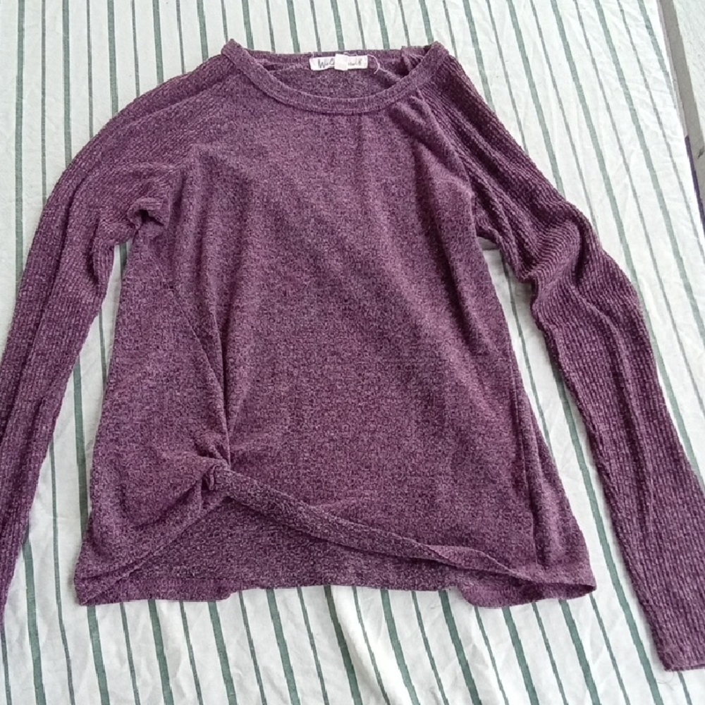 Womans S Wallflower Purple Asymmetrical Long Sleeve Blouse